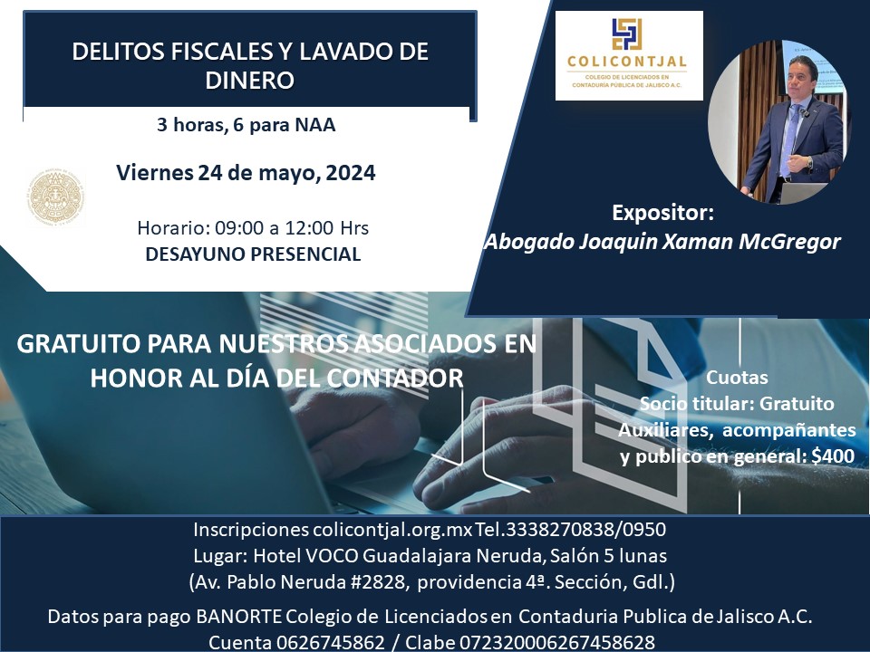 Inscripciones CERRADAS- Desayuno gratuito "Delitos fiscales y lavado de dinero"