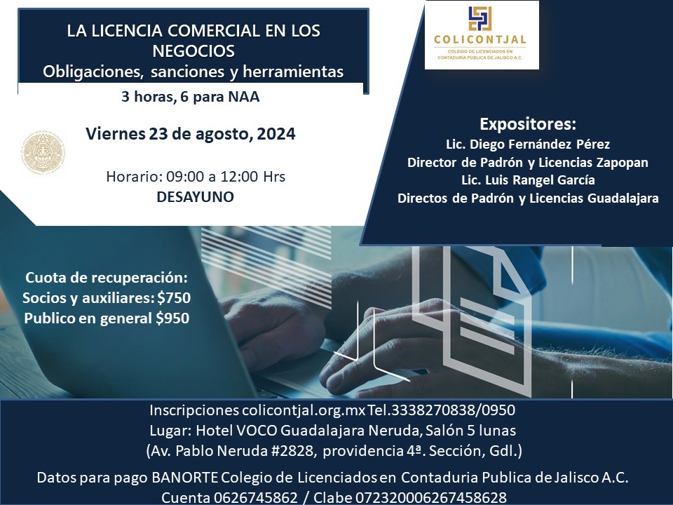 INSCRIPCIONES CERRADAS DESAYUNO- La licencia comercial en los negocios (obligaciones, sanciones y herramientas)