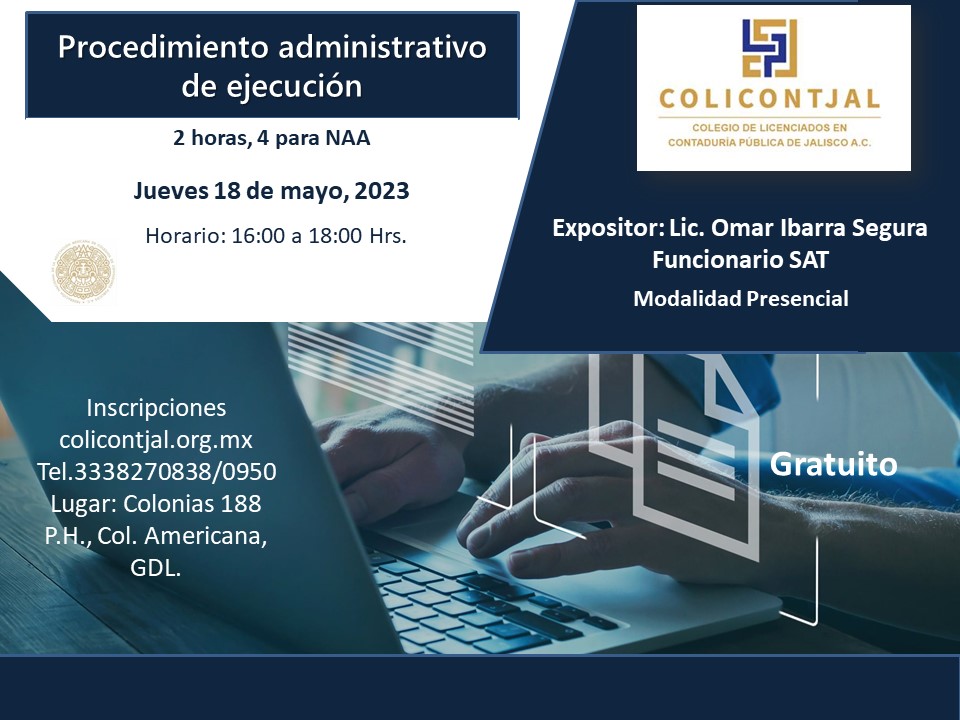 Evento gratuito PRESENCIAL "Procedimiento Administrativo de Ejecución"